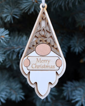 Load image into Gallery viewer, Personalized Wooden Gnome Ornament
