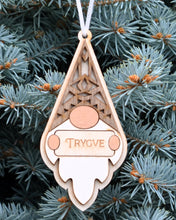 Load image into Gallery viewer, Personalized Wooden Gnome Ornament
