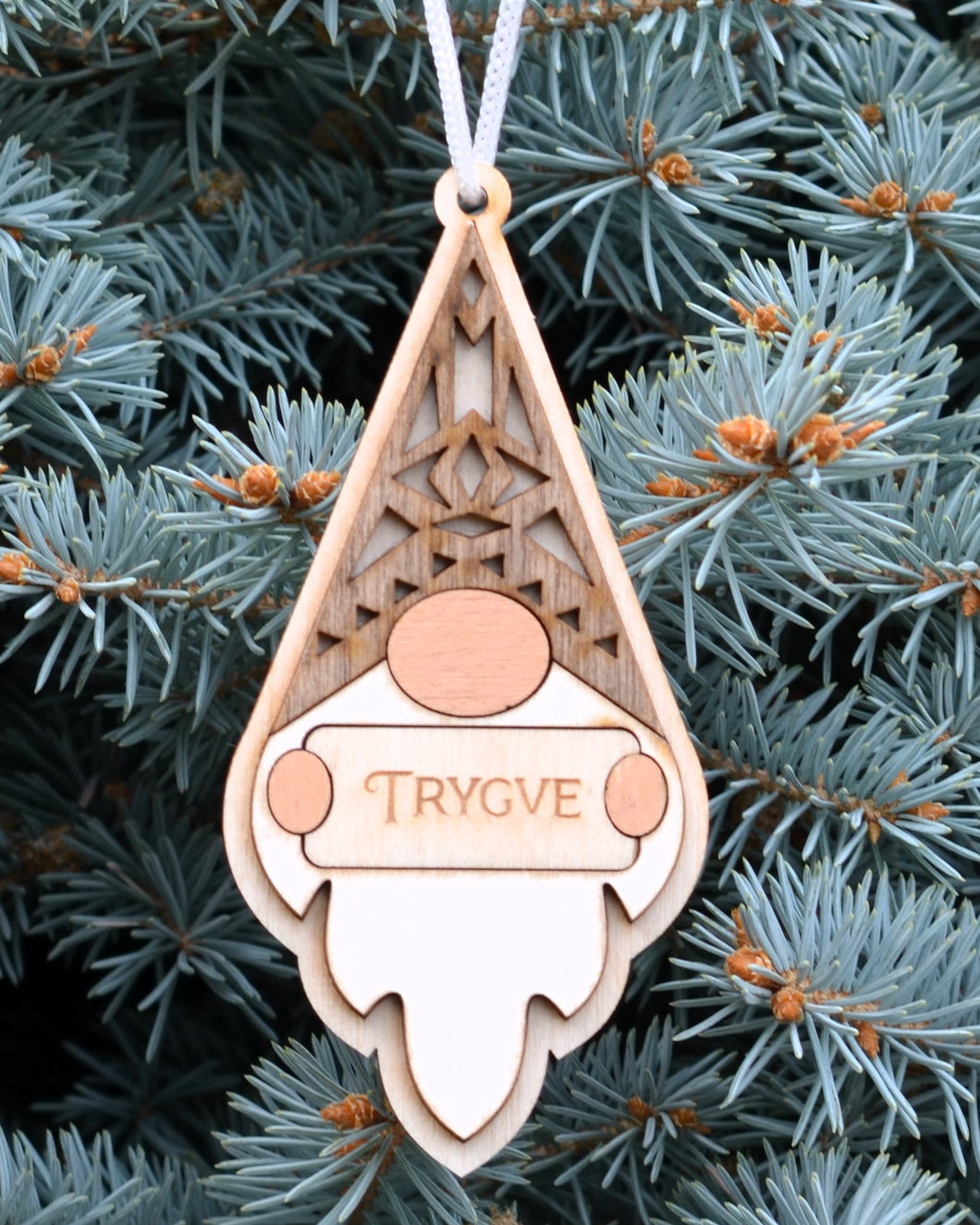 Personalized Wooden Gnome Ornament