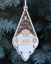 Load image into Gallery viewer, Personalized Wooden Gnome Ornament
