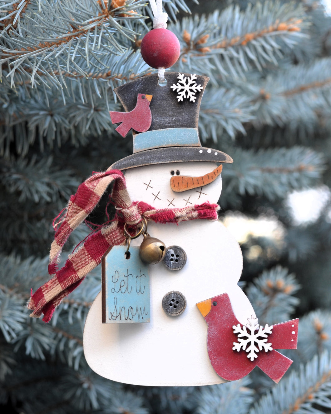 Wooden Snowman Ornament