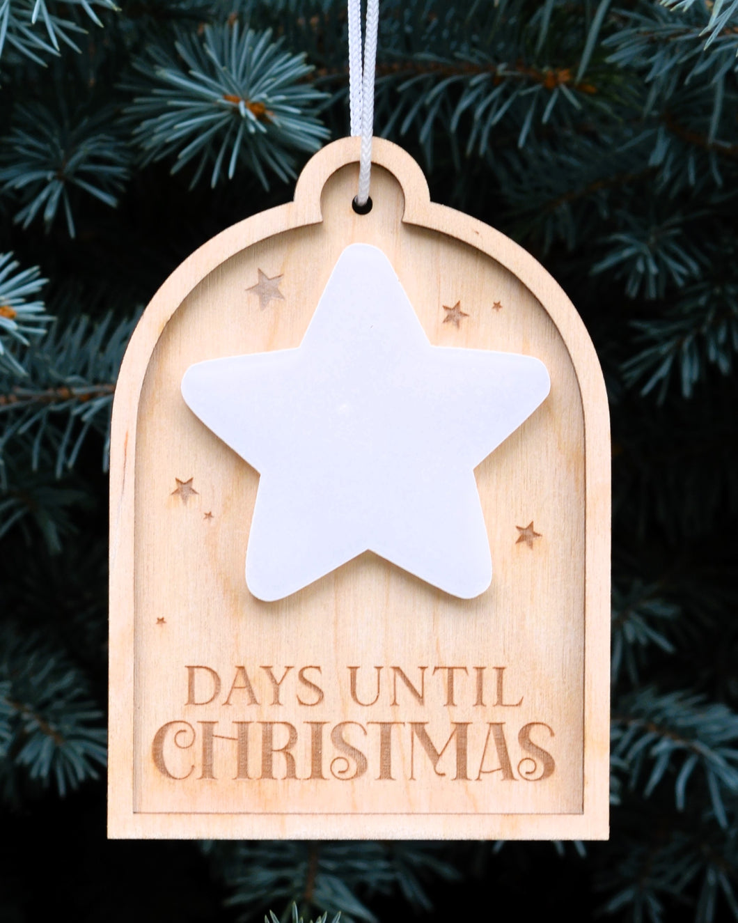 Wooden Engraved Christmas Countdown Ornament